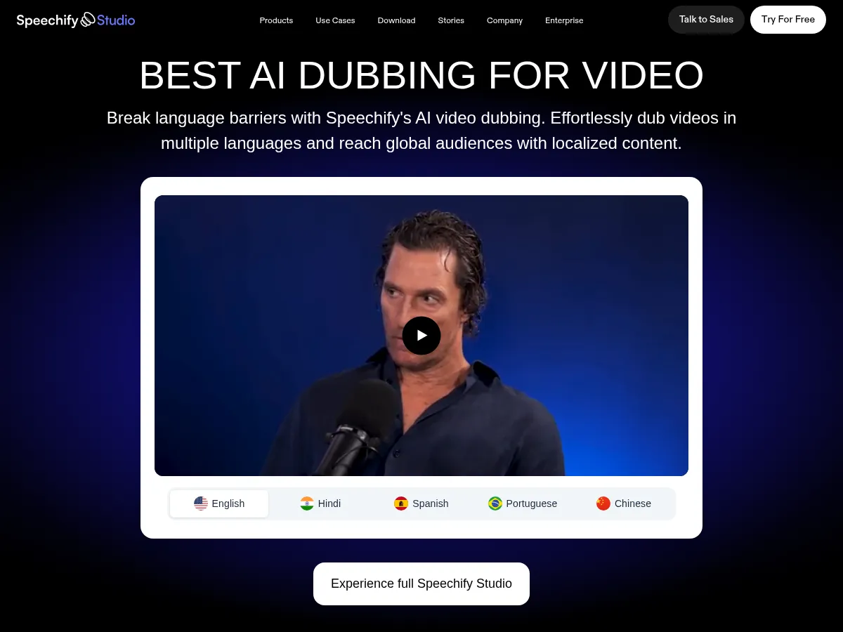 Speechify Dubbing Screenshot