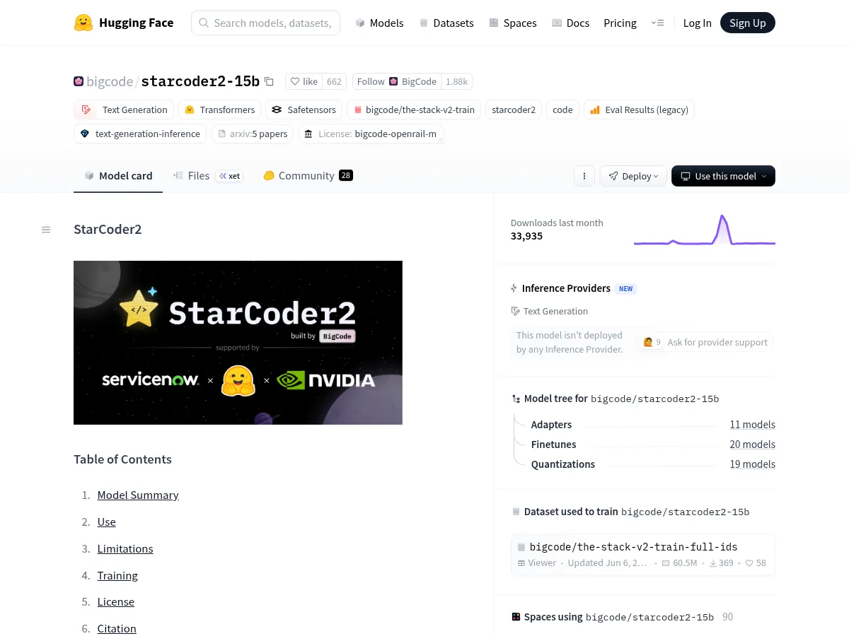 StarCoder2 Screenshot