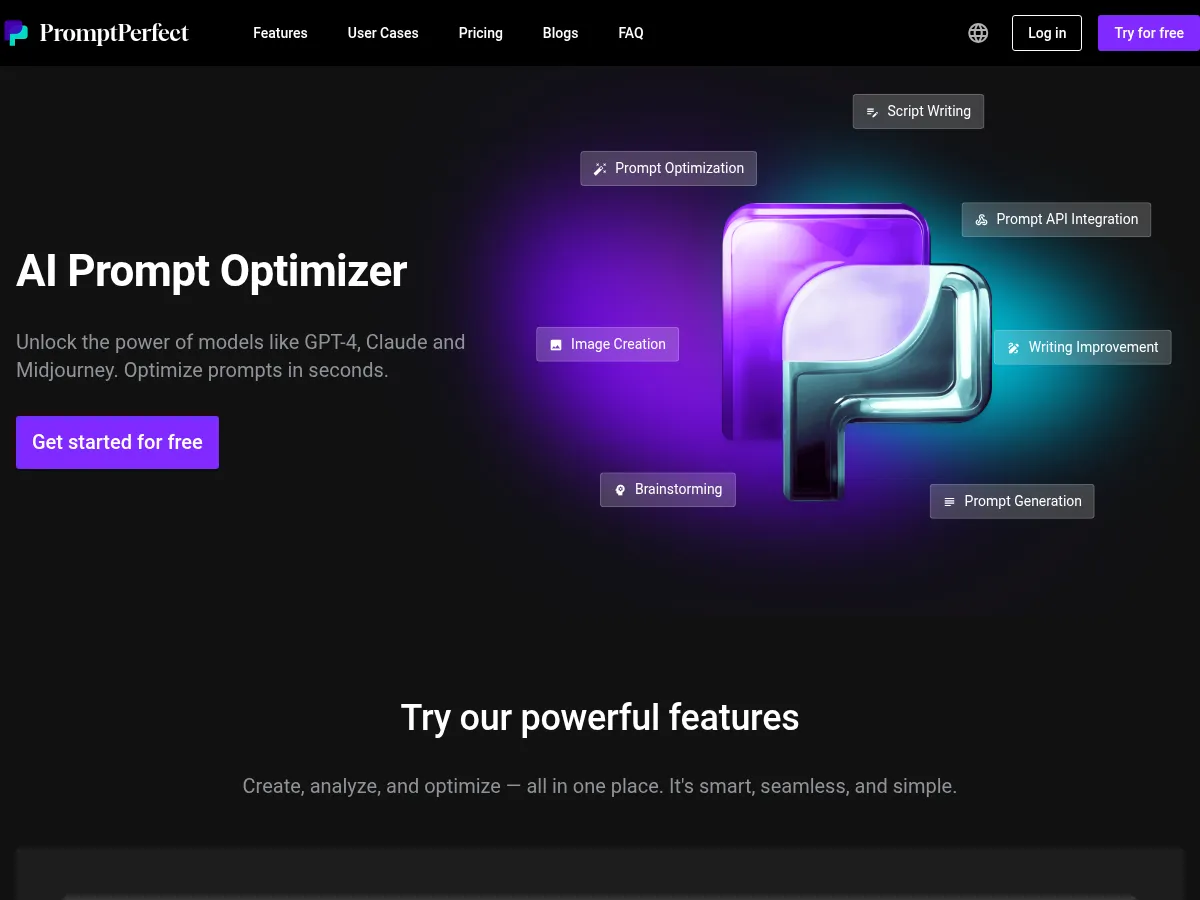 PromptPerfect Screenshot