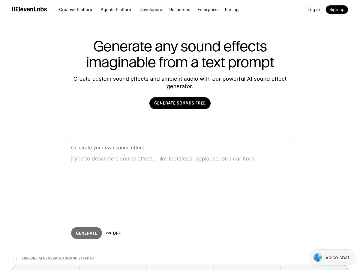ElevenLabs Sound Effects Screenshot