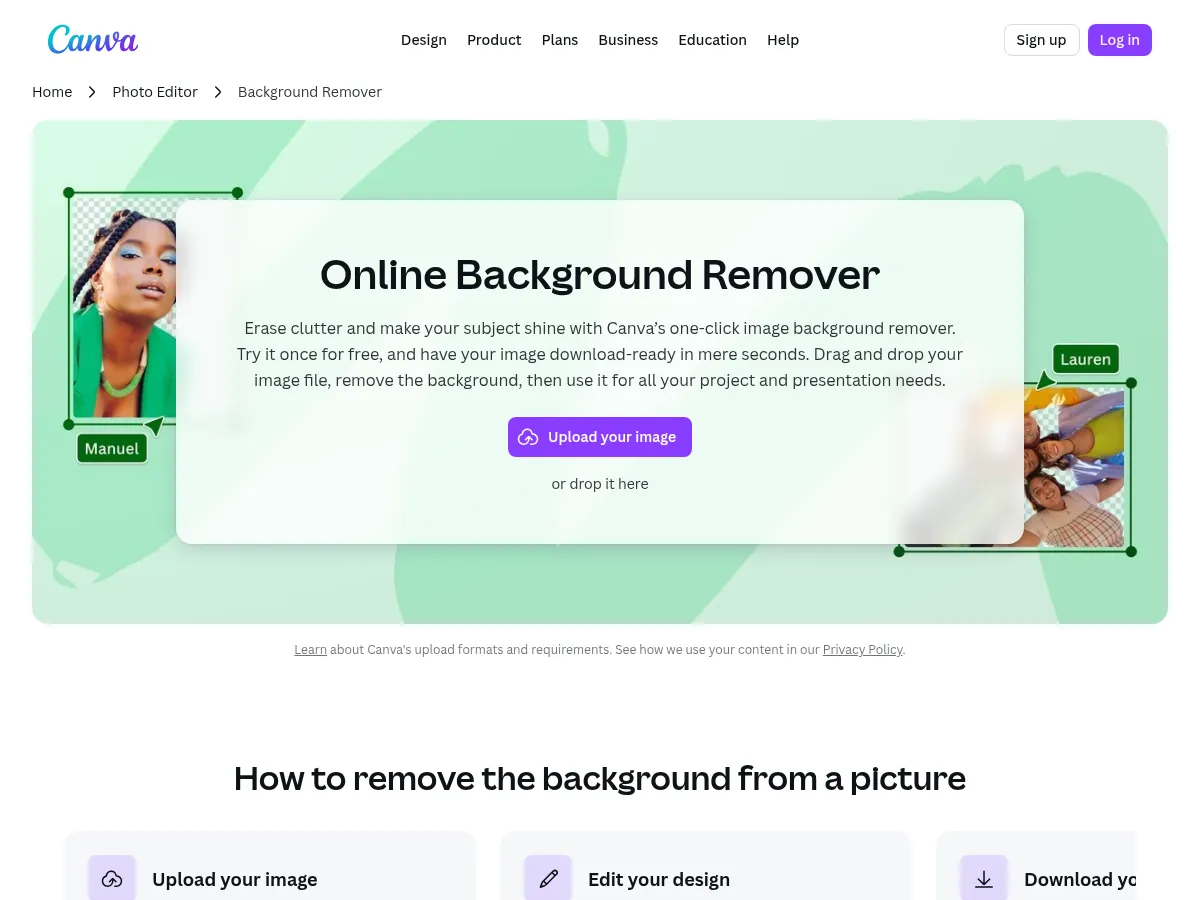 Canva Background Remover Screenshot